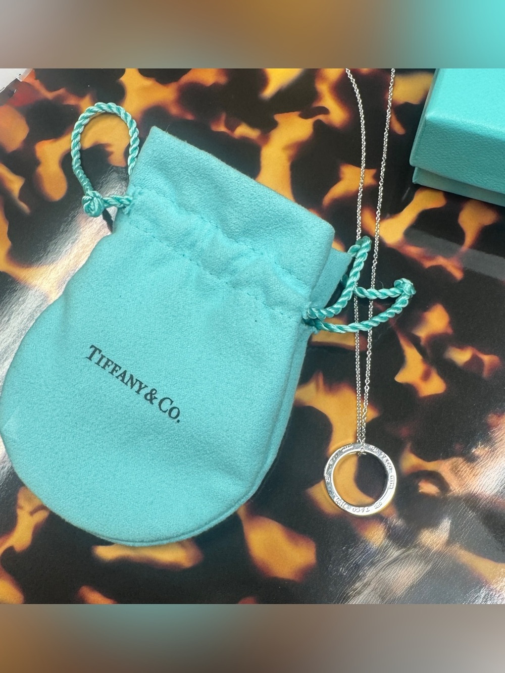 Tiffany & Co. Sterling Silver Circle Pendant Necklace with Tiffany Blue Pouch - Picture 3 of 11